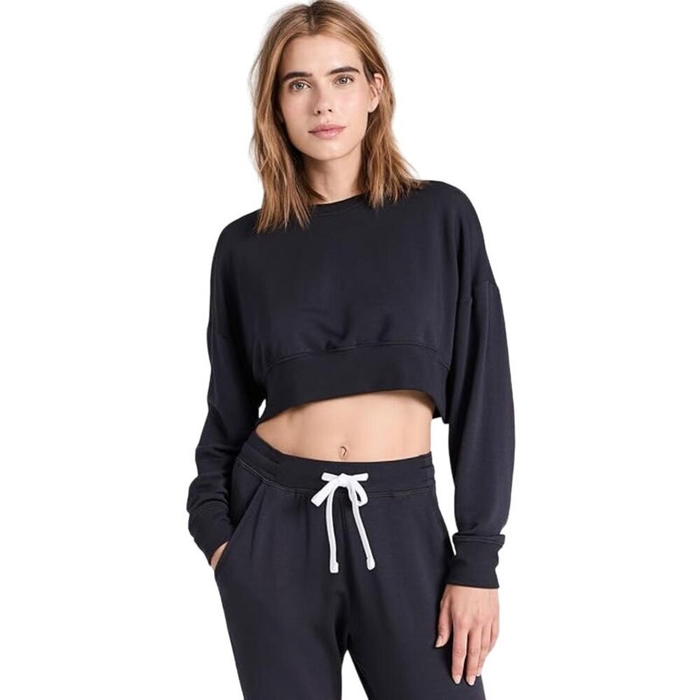 $108 Splits59 Women's Noah Fleece Grey/Gray Crop Sweatshirt - L
